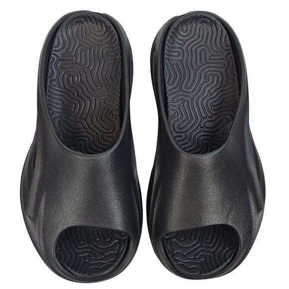 Pretty Little Things Womens 5/38 Black Cut Out Rubber Ribbed‎ Sole Slide Shoes - Picture 6 of 14